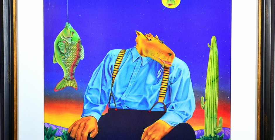 Men With Jackal Head Hanging Fish Moon And Catus