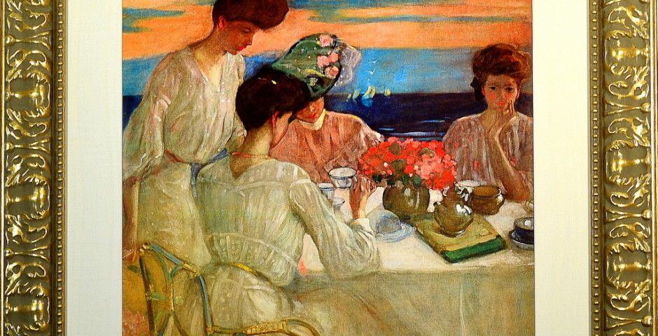 Women Having Tea At Sunset With Ocean View